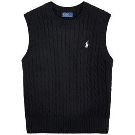 Polo Ralph Lauren Cable Cotton Strikvest, Sort